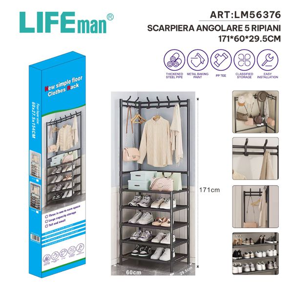 5-Tier Corner Shoe Rack 69*29.5*171CM