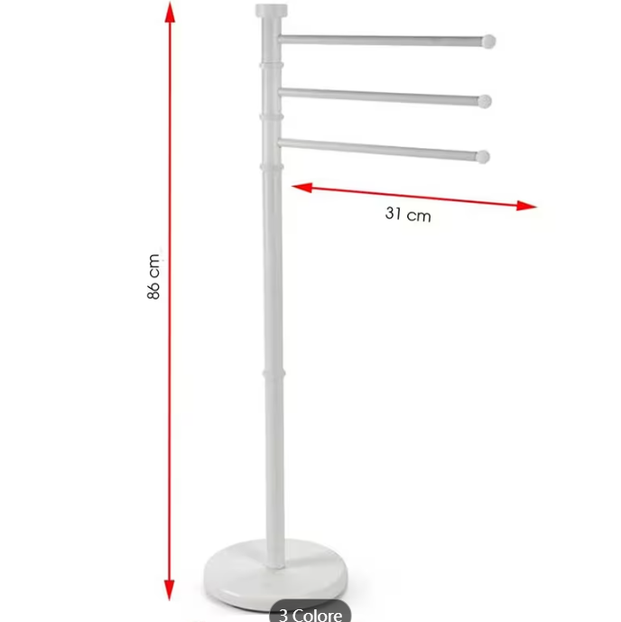 2-Model Towel Rack with 3 Adjustable Bars, Freestanding Towel Holder with Round Base, 3-Tier Rotating Bathroom Organizer Stand