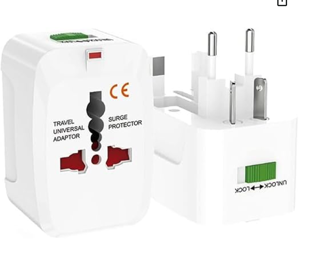Universal Travel Adapter with USB, International Plug Adapter for 150 Countries, EU UK US AU Plug Converter, Travel Adapter for Smartphones Laptops Tablets