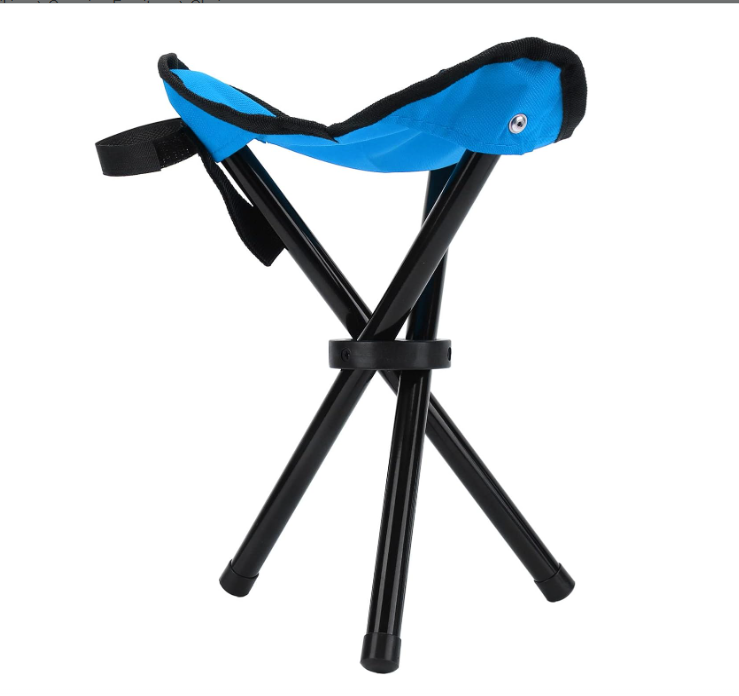 Sgabello da Campeggio Pieghevole a 3 Gambe - Mini Seggiolino Portatile e Leggero per Pesca, Trekking, Caccia e Outdoor - Sgabello Treppiede Pieghevole con Sacca per Trasporto - Blu