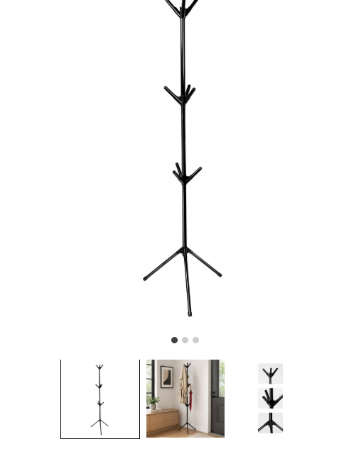 Appendiabiti da Terra in Metallo 9 Ganci h162 cm Struttura Robusta con 3 Piedini Antiscivolo e Montaggio Semplice ad Incastro