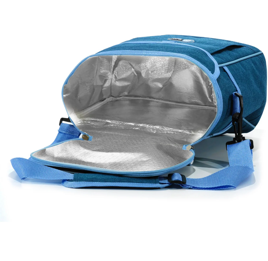 Borsa Termica Effetto Jeans 11 Litri h27x27x17 cm in Poliestere con Rivestimento Alluminio e Tracolla Regolabile