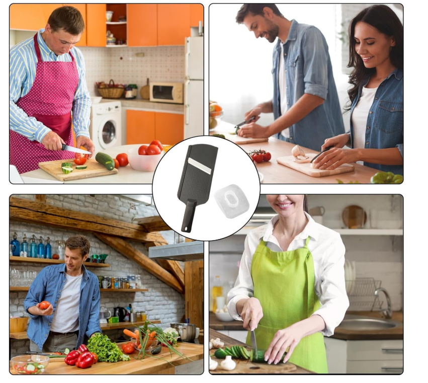 Affettatrice per verdure – Affettatrice per frutta a mano con manico antiscivolo, multifunzione a mano | Tagliaverdure facile da usare, affettatrice per mandolini tenuti a mano per verdure