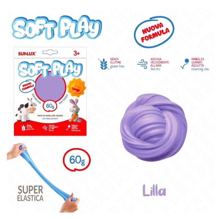 Soft Play Pasta Modellabile Elastica 60 g per Gioco Creativo