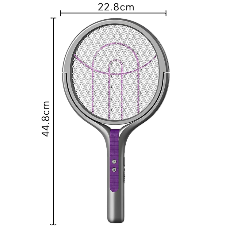 Scacciamosche elettrico con testa rotante e bacchetta telescopica di estensione, ricaricabile tramite USB, racchetta elettrica per zanzare per interni ed esterni, controllo insetti e ragni zanzare