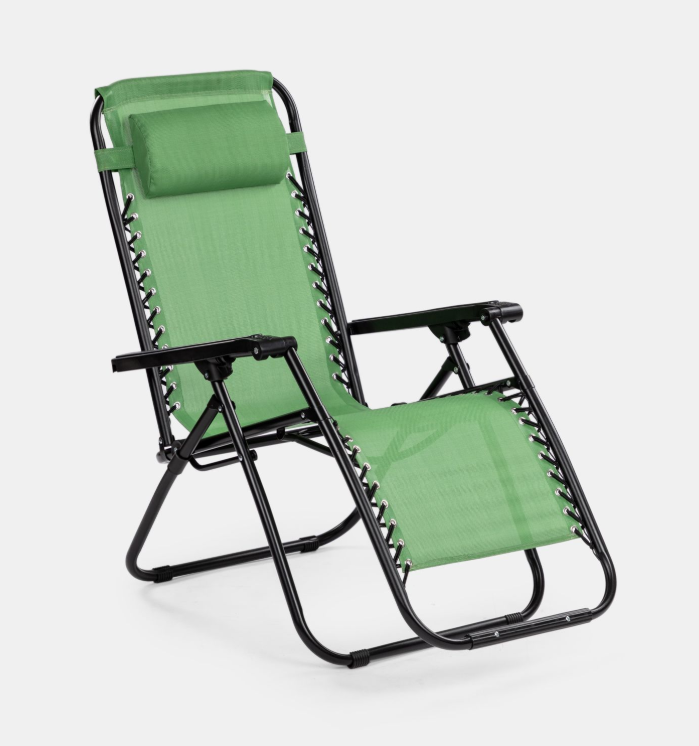 Marbueno Steel Garden Deck Chair with Armrests, Foldable, Pink and White Fabric Seat, 90x108x66 cm, Durable and Breathable