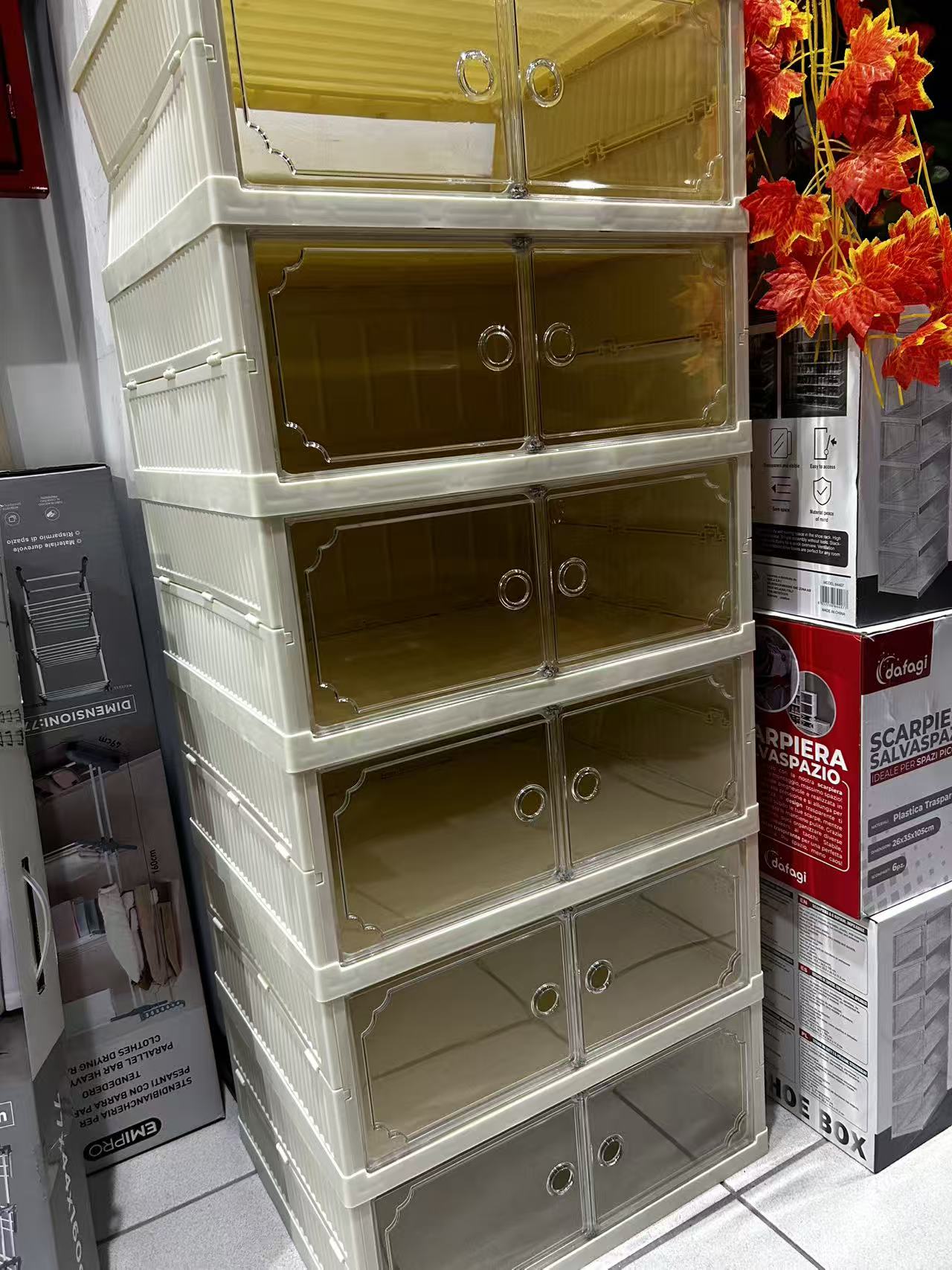 SCARPIERA SALVA SPAZIO 6 PIANI TRASPARENTE PIEGHEVOLE DOPPIO