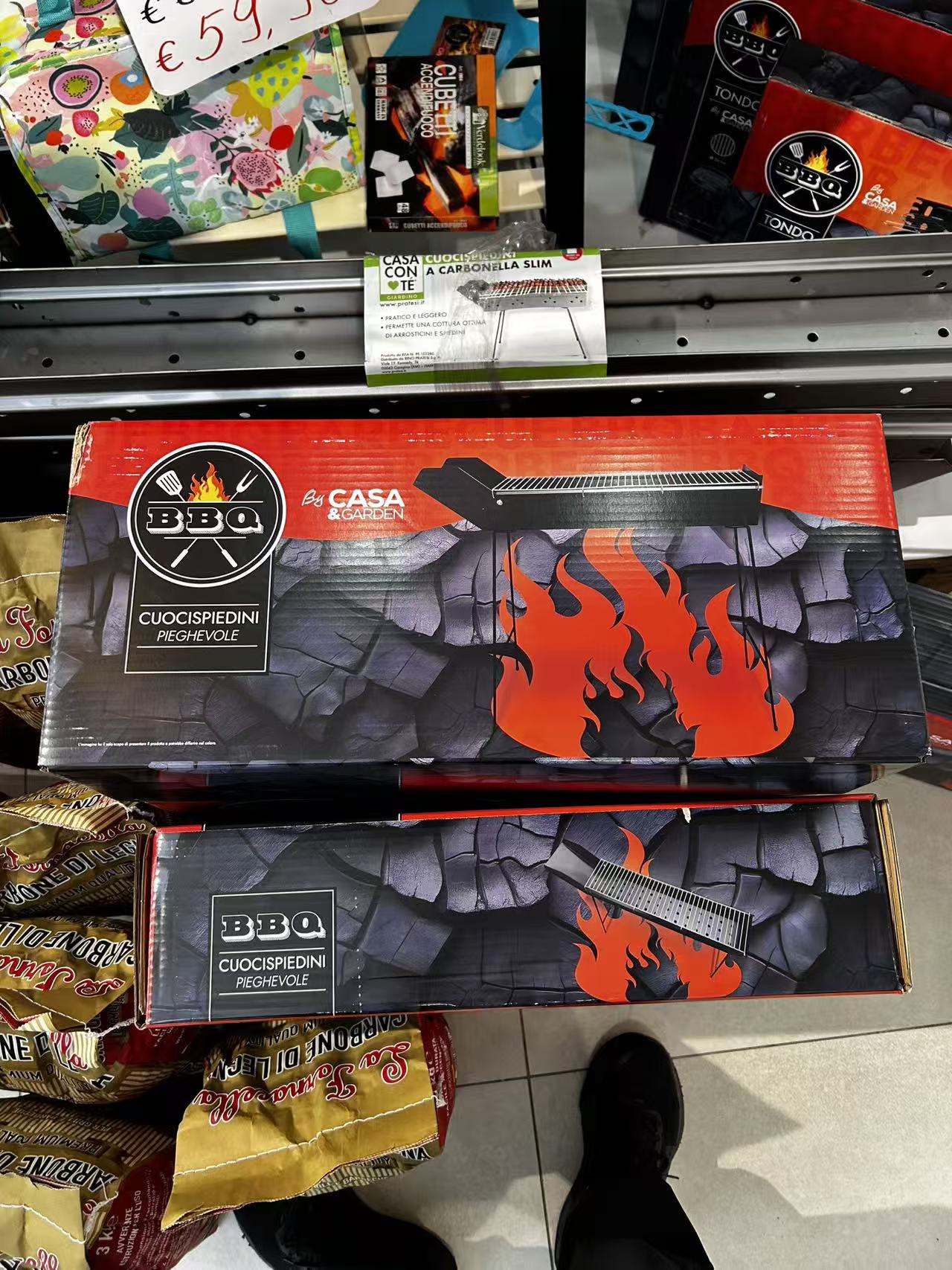 Cuocispedini Pieghevole BBQ Compatto 11x65 cm Area Cottura 47x11 cm Acciaio Resistente per Picnic e Campeggio Super Compatto e Facile da Trasportare