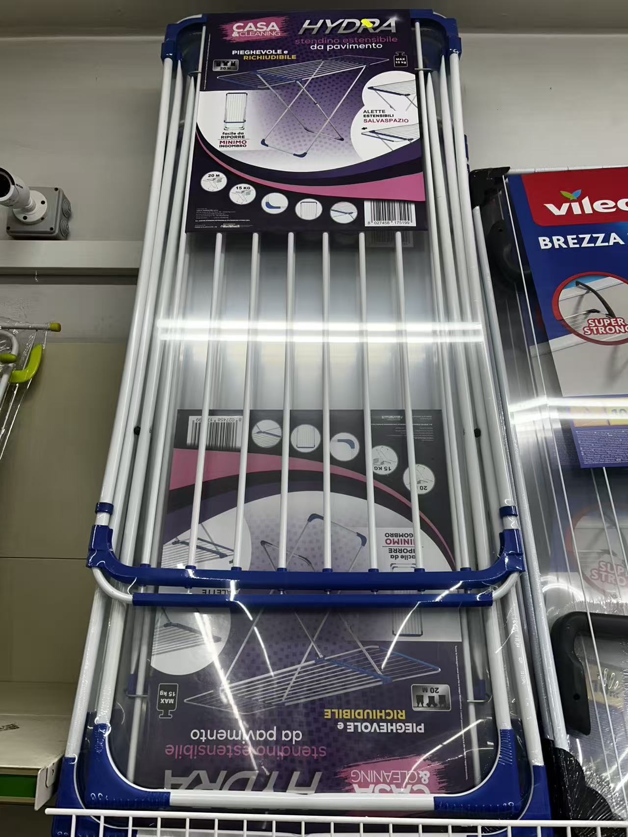 Stendibiancheria Stendino 20 Metri Max 15KG Allungabile Bianco per Asciugatura Completa