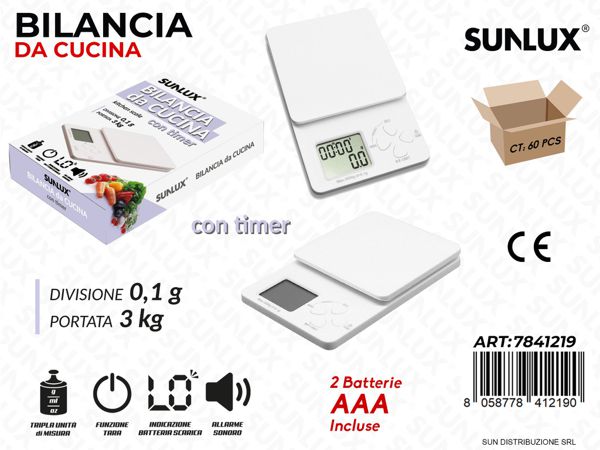 Bilancia Digitale da Cucina 3kg Precisione 1g Display LCD Bilancia Elettronica Alimentare per Cucina
