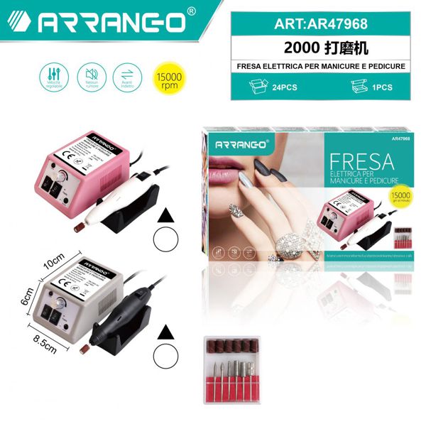 Fresa per Unghie Professionale 20000 RPM, Kit Ricostruzione Unghie per Manicure e Pedicure, Lima Elettrica con 6 Punte e Nastri Abrasivi, Velocità Regolabile