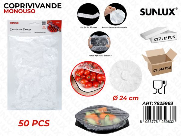 Sunlux Coprivivande Monouso 24cm 50pz Protezione Vivande Pratica e Conveniente