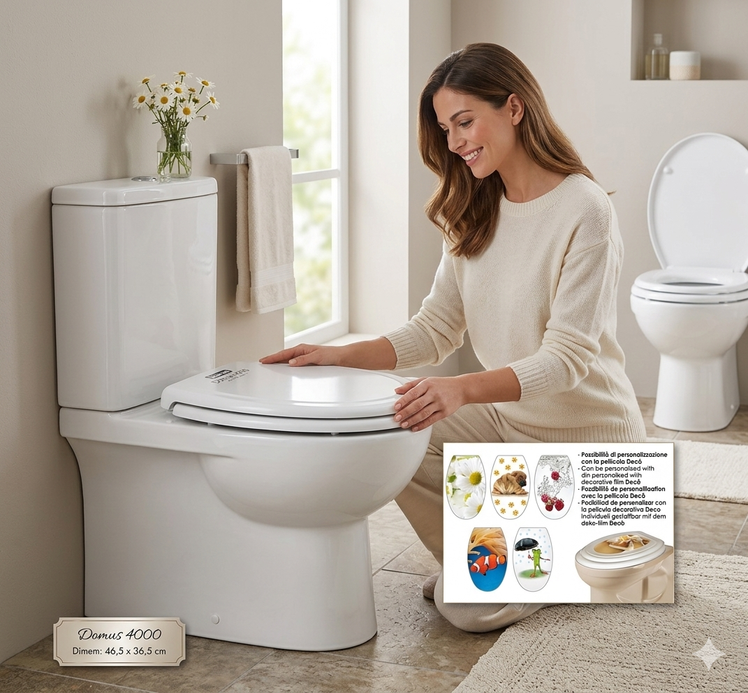 TOILET SEAT TOILET COVER TOILET LID DOMUS 4000 UNIVERSAL TOILET 36.5X46.5X5 CM
