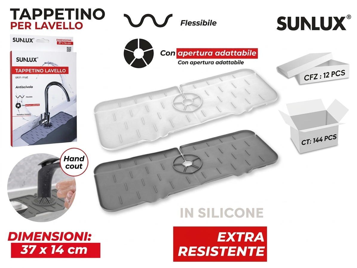 SUNLUX Non-Slip Silicone Sink Mat 37x14 cm Durable and Resilient for Effective Filtering and Easy Installation