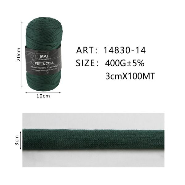 Ribbon - 400g/109 Yards Chunky Cotton Blend Fabric Yarn - 3cm Wide Soft Stretchy Knitting Yarn for Crochet Baskets, Rugs, Handbags & DIY Home Decor