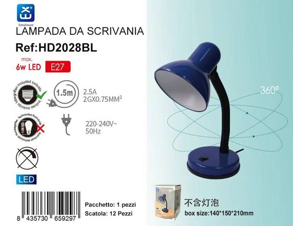 LAMPADA DA TAVOLO E27 MAX 6W