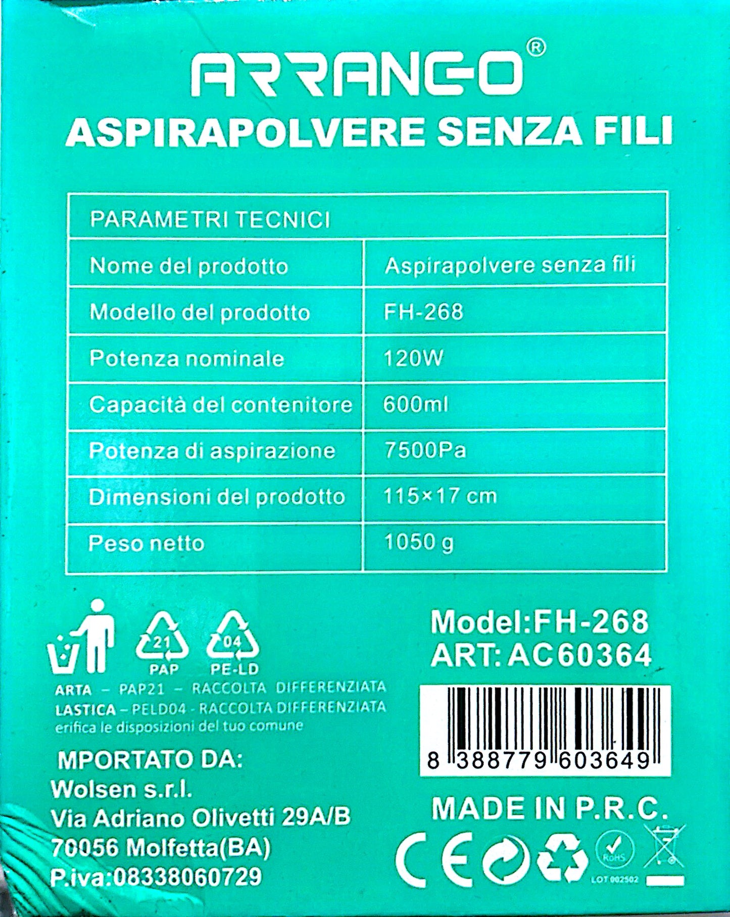 aspirapolvere senza fili 120w