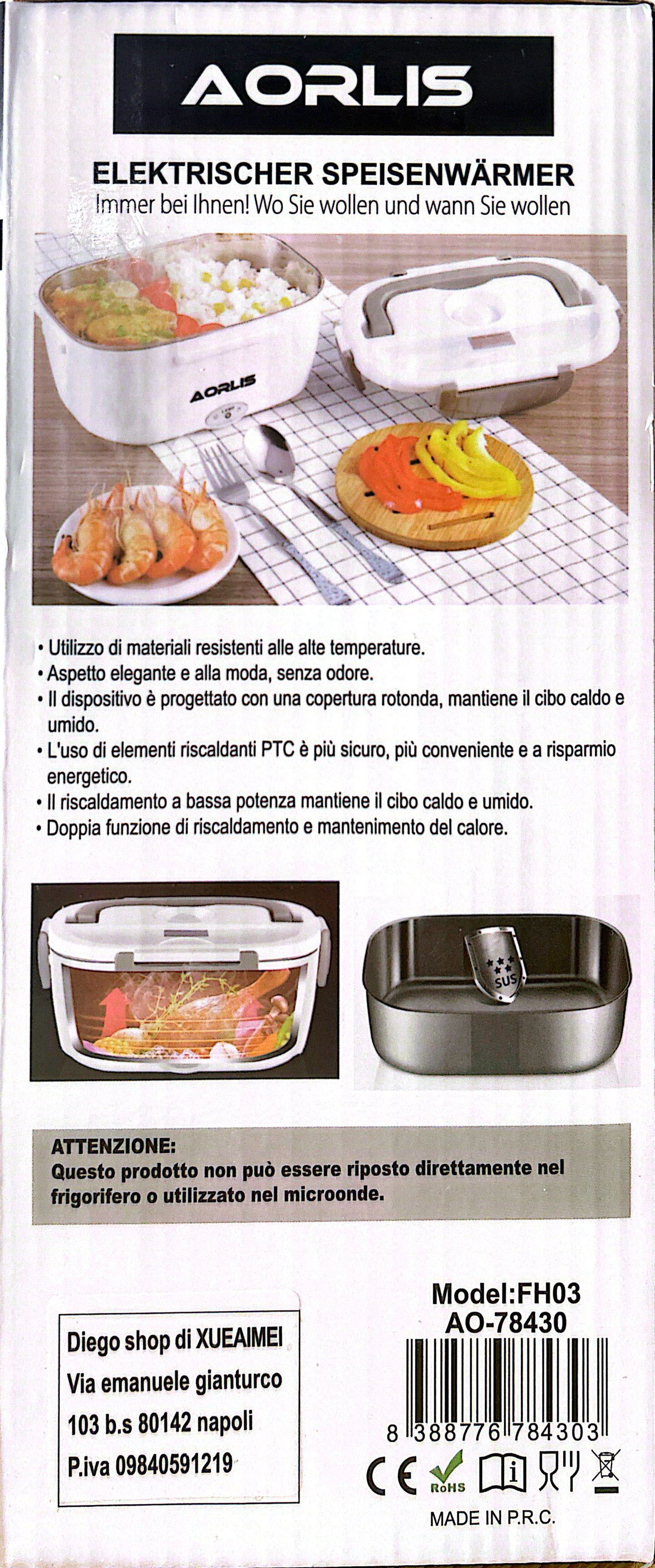 PORTABLE FOOD WARMER 1.5L ELECTRIC 55W