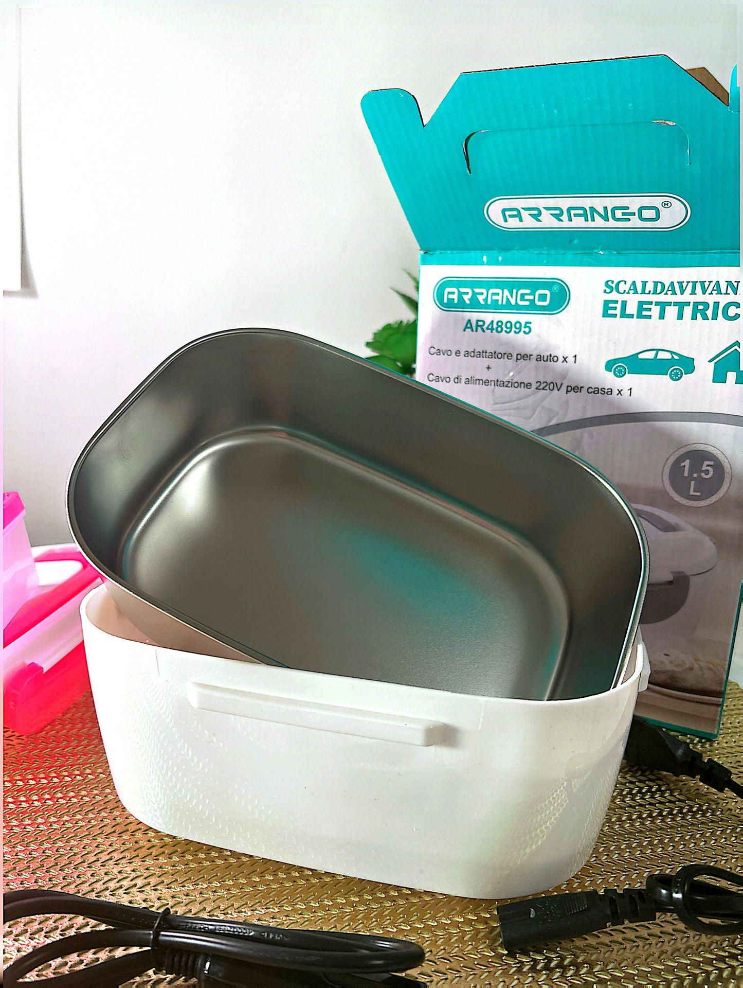 PORTABLE FOOD WARMER 1.5L ELECTRIC 2-IN-1 HOME-CAR