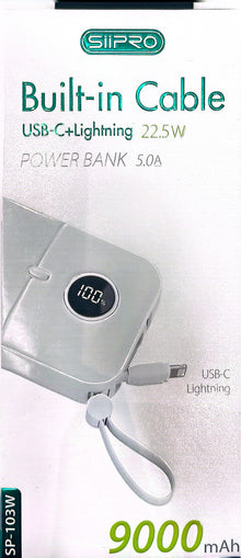 Power Bank Portatile Ultra Sottile da 9000mAh con  Uscita USB, Progettata per Emergenze all'Aperto, Adatta per Dispositivi Mobili iPhone/Android e Altri Apparecchi Elettronici Digitali, Include Cavo di Ricarica Tipo-C/iphone, Regali per le Feste