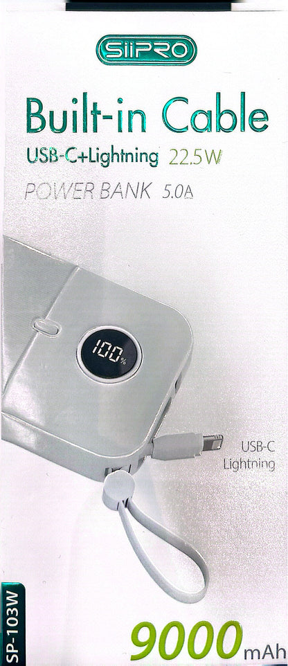 9000mAh Ultra-Slim Portable Power Bank with USB Output, Designed for Outdoor Emergencies, Suitable for iPhone/Android Mobile Devices and Other Digital Electronic Appliances, Includes Type-C/iPhone Charging Cable, Holiday Gifts