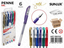 Penne Gel metal  6pz Scrittura Luminosa e Distintiva Ideali per Uso Quotidiano