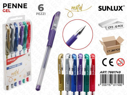 Metallic Gel Pens 6 pcs Bright and Distinctive Writing Ideal for Everyday Use