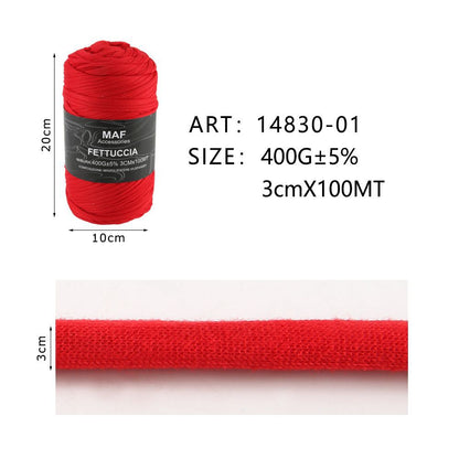 Ribbon - 400g/109 Yards Chunky Cotton Blend Fabric Yarn - 3cm Wide Soft Stretchy Knitting Yarn for Crochet Baskets, Rugs, Handbags & DIY Home Decor (Red)