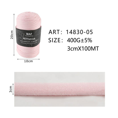 Ribbon - 400g/109 Yards Chunky Cotton Blend Fabric Yarn - 3cm Wide Soft Stretchy Knitting Yarn for Crochet Baskets, Rugs, Handbags & DIY Home Decor