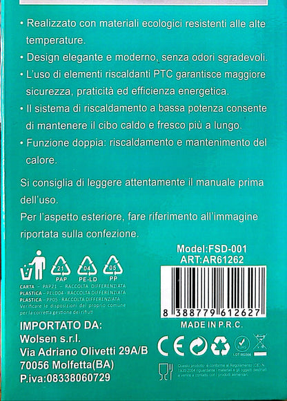 SCALDAVIVANDE PORTATILE 1.5L 40W ELETTRICO PER CASA,UFFICIO,LAVORO.