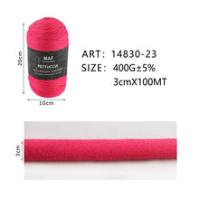 Fettuccia - 400g/109 Yards Chunky Cotton Blend Fabric Yarn - 3cm Wide Soft Stretchy Knitting Yarn for Crochet Baskets, Rugs, Handbags & DIY Home Decor