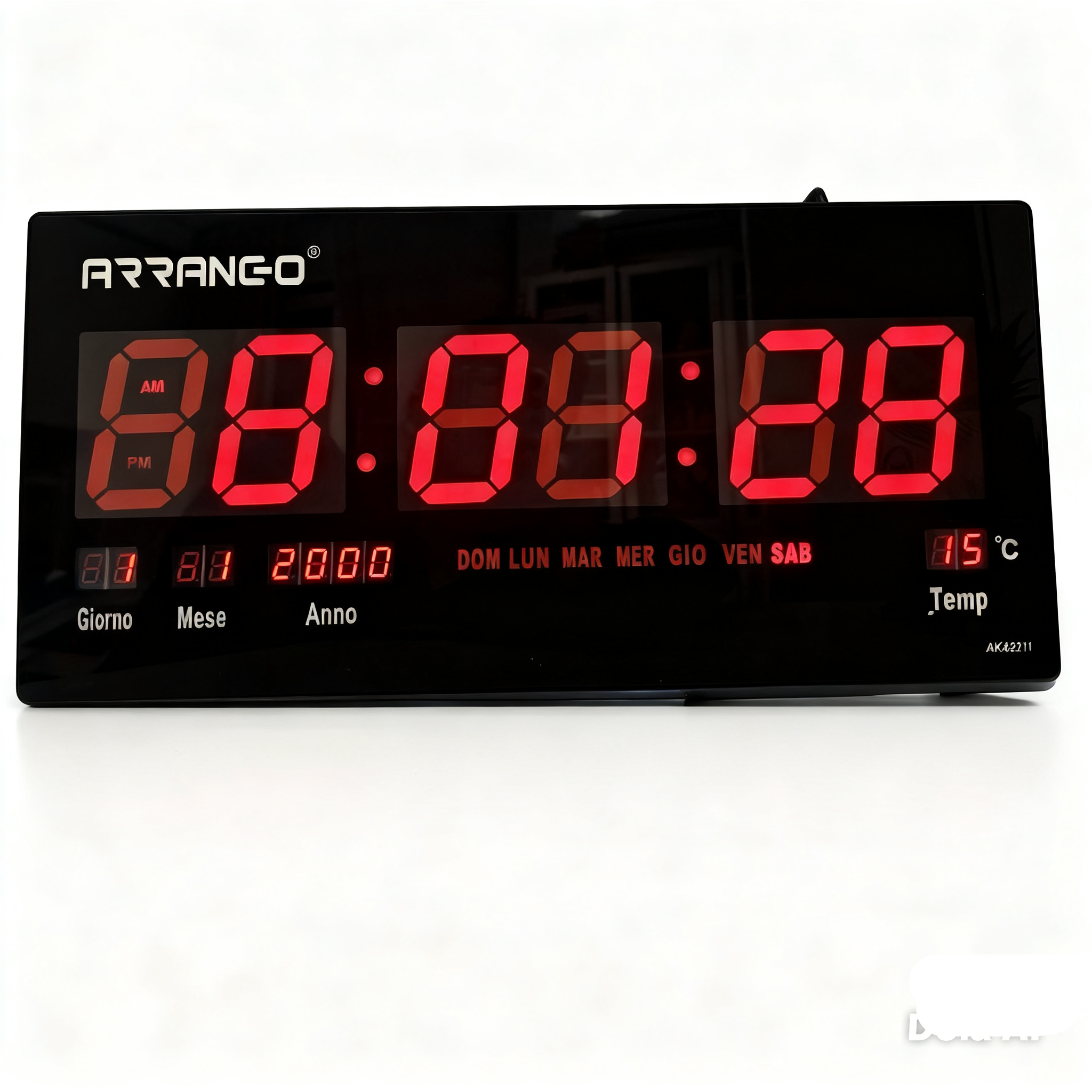Orologio da parete elettronico smart LED ad alta definizione di grandi dimensioni, orologio da scrivania multifunzionale per casa, ufficio e studenti, che visualizza ora/data/giorno della settimana/temperatura sullo stesso schermo