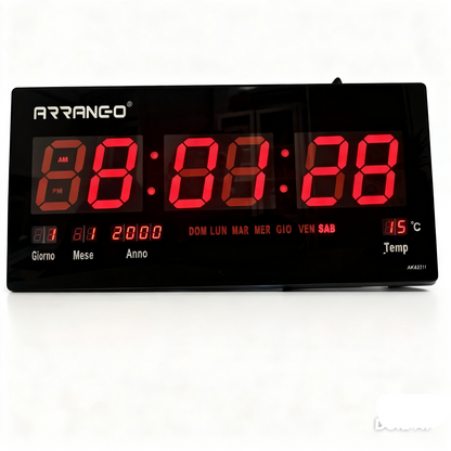 Orologio da parete elettronico smart LED ad alta definizione di grandi dimensioni, orologio da scrivania multifunzionale per casa, ufficio e studenti, che visualizza ora/data/giorno della settimana/temperatura sullo stesso schermo