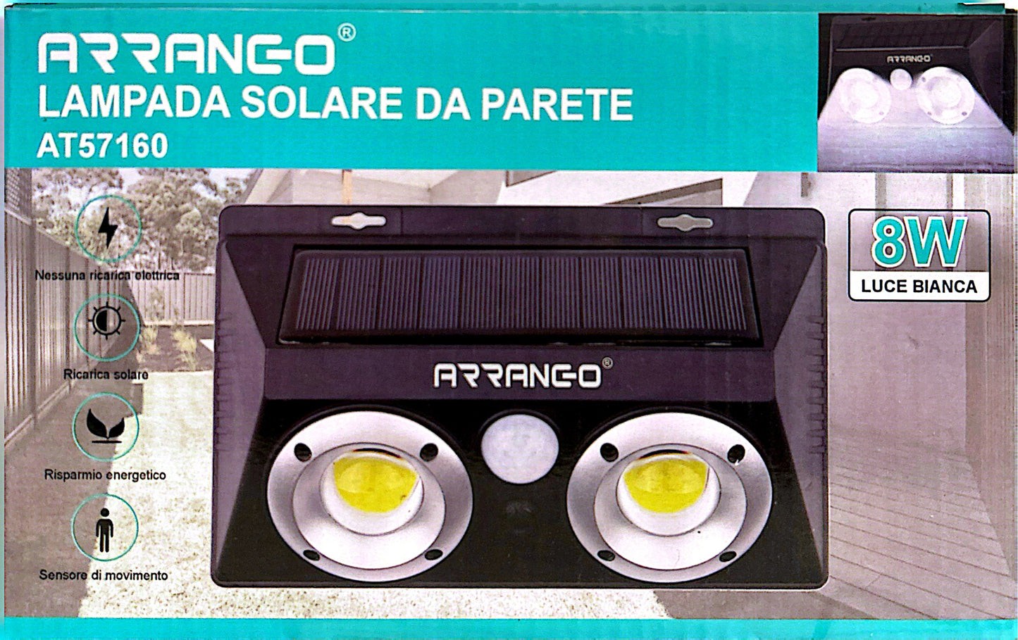 LAMPADA SOLARE DA PARETE  CON SENSORE 10*20CM