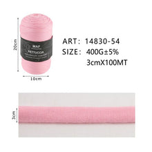 Fettuccia - 400g/109 Yards Chunky Cotton Blend Fabric Yarn - 3cm Wide Soft Stretchy Knitting Yarn for Crochet Baskets, Rugs, Handbags & DIY Home Decor