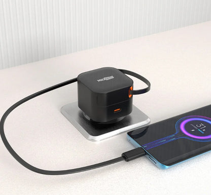 Caricabatteria per Cellulare 25W USB-C – Cavo Retrattile Integrato 50 cm