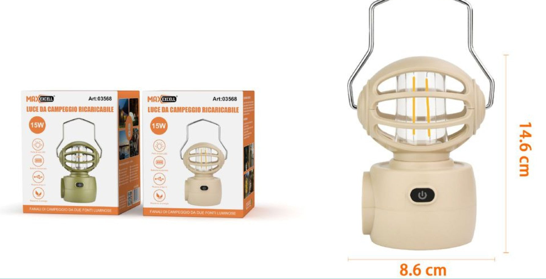 LUCE DA CAMPEGGIO RICARICABILE 15W