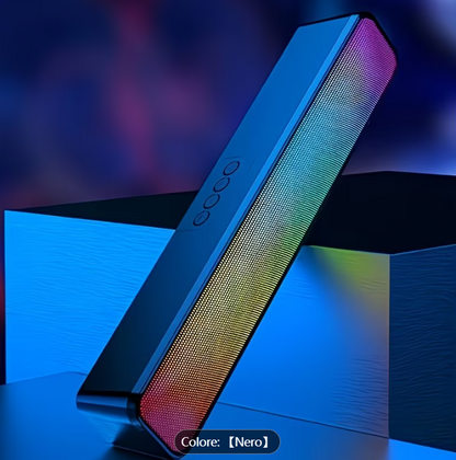 Altoparlante portatile wireless USB-RGB con subwoofer integrato e USB, compatibile con sistema audio per pz/desktop, altoparlanti wireless a suono stereo adatti per ufficio domestico, gaming, smartphone, tablet, TV, amplificatore da tavolo