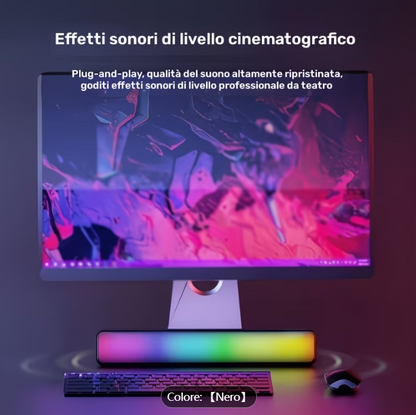 Altoparlante portatile wireless USB-RGB con subwoofer integrato e USB, compatibile con sistema audio per pz/desktop, altoparlanti wireless a suono stereo adatti per ufficio domestico, gaming, smartphone, tablet, TV, amplificatore da tavolo