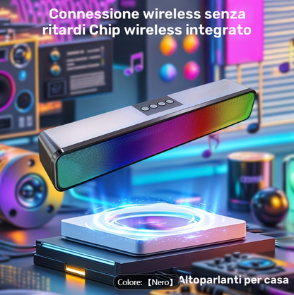 Altoparlante portatile wireless USB-RGB con subwoofer integrato e USB, compatibile con sistema audio per pz/desktop, altoparlanti wireless a suono stereo adatti per ufficio domestico, gaming, smartphone, tablet, TV, amplificatore da tavolo