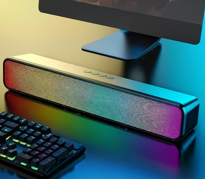 Altoparlante portatile wireless USB-RGB con subwoofer integrato e USB, compatibile con sistema audio per pz/desktop, altoparlanti wireless a suono stereo adatti per ufficio domestico, gaming, smartphone, tablet, TV, amplificatore da tavolo