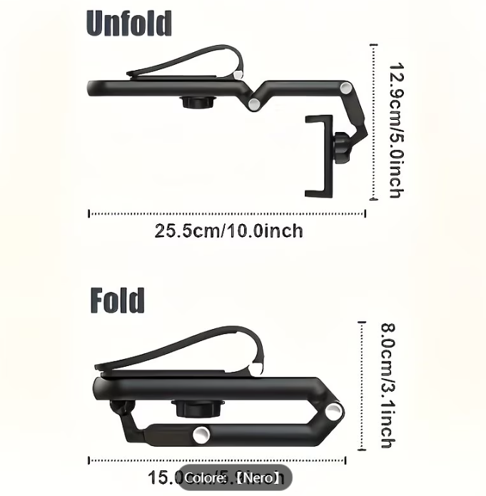 Supporto universale per telefono da auto girevole a 1080°, realizzato in resistente materiale ABS, regolabile per l'uso in camera da letto, cucina e veicolo