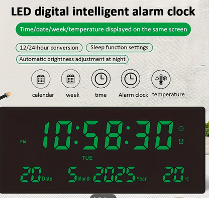 Large High-Definition LED Smart Electronic Wall Clock, Multifunctional Desk Clock for Home, Office, and Students, Displaying Time/Date/Day of the Week/Temperature on the Same Screen
