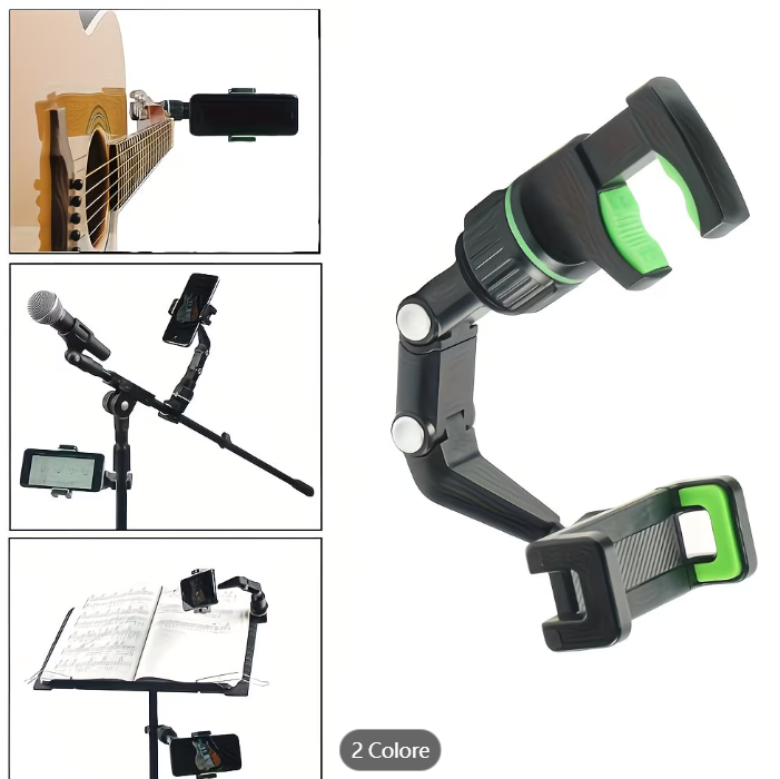 Supporto Auto e Stand per Chitarra, Design a L con Presa Sicura, Costruzione in Plastica Resistente per Visione Senza Mani & Riproduzione Musicale, Accessorio per Veicoli, Aspetto Elegante e Struttura Robusta
