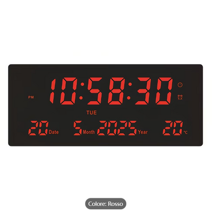 Orologio da parete elettronico smart LED ad alta definizione di grandi dimensioni, orologio da scrivania multifunzionale per casa, ufficio e studenti, che visualizza ora/data/giorno della settimana/temperatura sullo stesso schermo