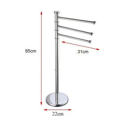 2-Model Towel Rack with 3 Adjustable Bars, Freestanding Towel Holder with Round Base, 3-Tier Rotating Bathroom Organizer Stand