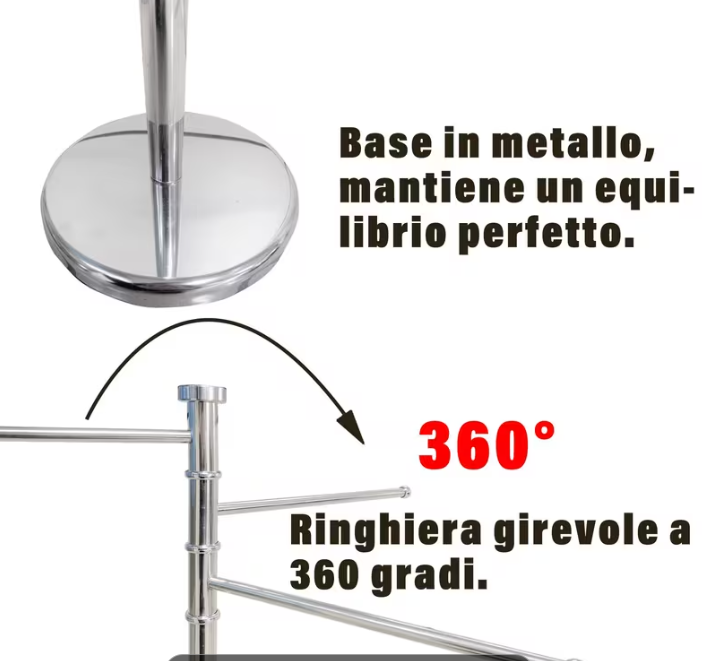 2-Model Towel Rack with 3 Adjustable Bars, Freestanding Towel Holder with Round Base, 3-Tier Rotating Bathroom Organizer Stand