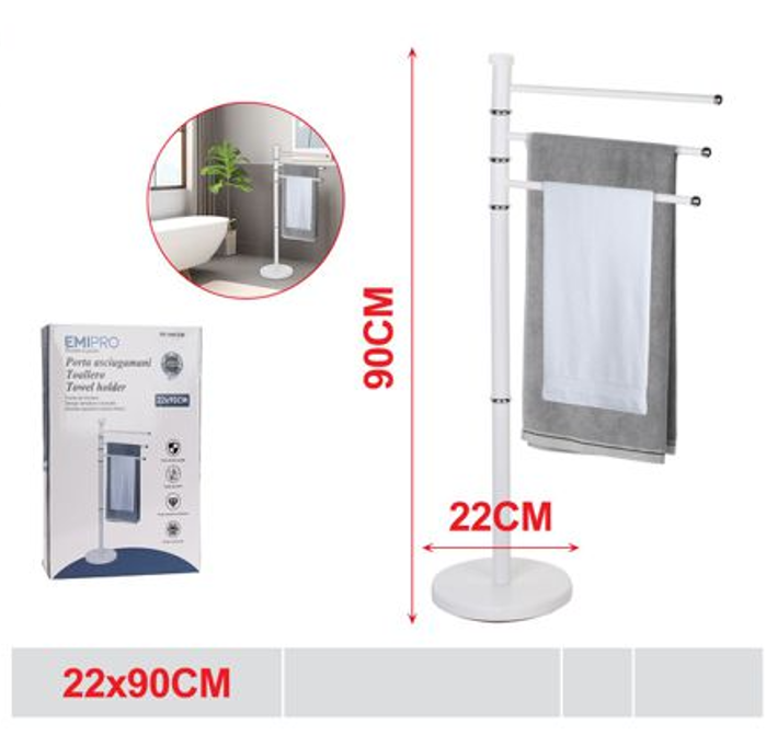 2-Model Towel Rack with 3 Adjustable Bars, Freestanding Towel Holder with Round Base, 3-Tier Rotating Bathroom Organizer Stand