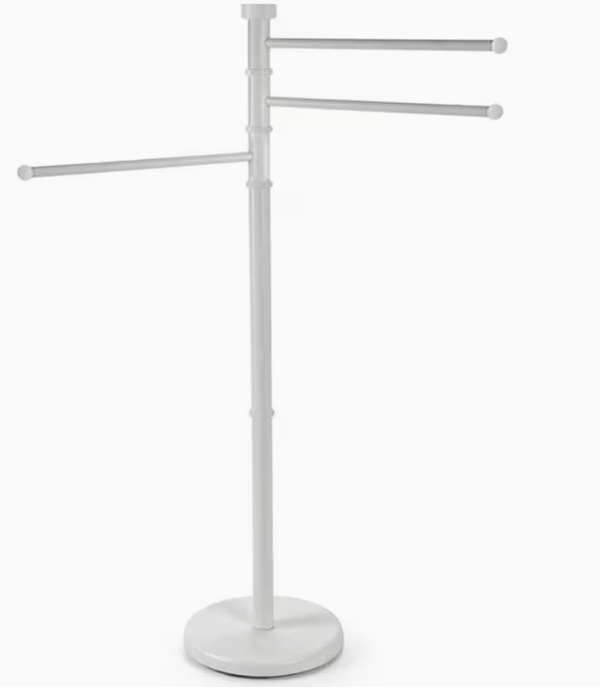 2-Model Towel Rack with 3 Adjustable Bars, Freestanding Towel Holder with Round Base, 3-Tier Rotating Bathroom Organizer Stand