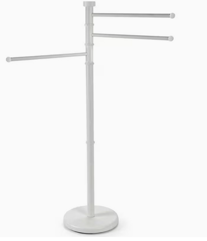 2-Model Towel Rack with 3 Adjustable Bars, Freestanding Towel Holder with Round Base, 3-Tier Rotating Bathroom Organizer Stand